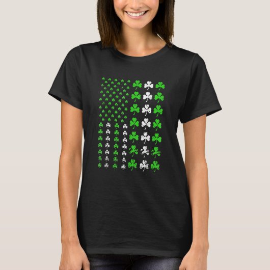 US America Flag Shamrock Clover St Patricks Day Pa Tシャツ (正面)