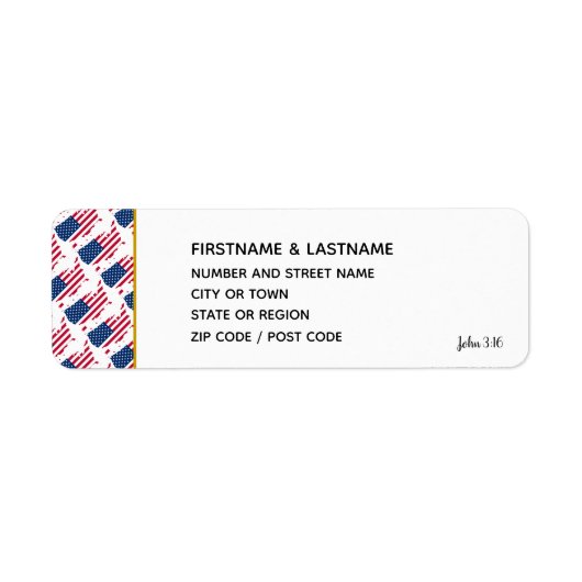 US AMERICA John 3:16ステッカー差出人住所ラベル ラベル (正面)
