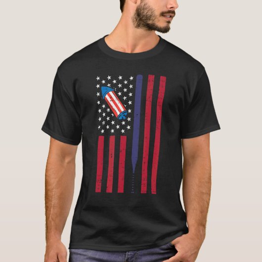 Us American Flag Baseball Bat 4th Of July Sports P Tシャツ (正面)