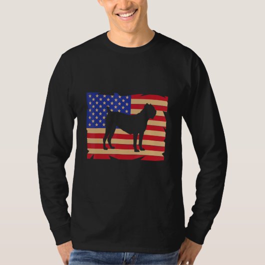 US American Flag Cane Corso Dog Italian Mastiff Tシャツ (正面)