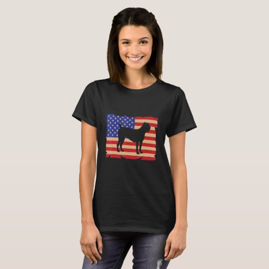 US American Flag Cane Corso Dog Italian Mastiff Tシャツ (正面フル)