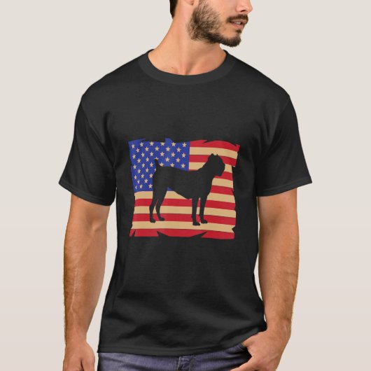 US American Flag Cane Corso Dog Italian Mastiff Tシャツ (正面)