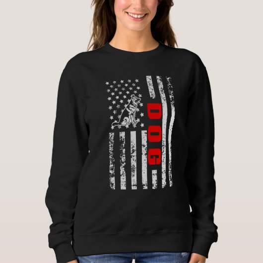 US American Flag Dog Sports Patriotic Dog Lover Pr スウェットシャツ (正面)