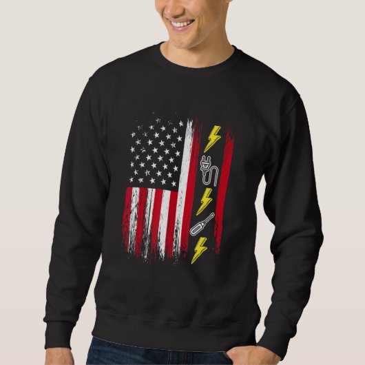 US American Flag Electricity Electrician Lineman スウェットシャツ (正面)