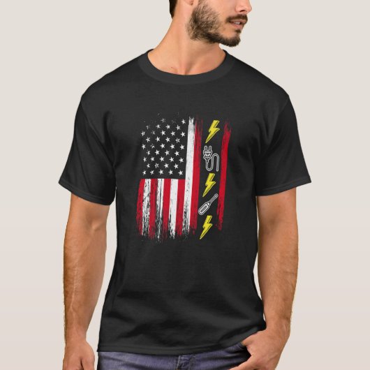 US American Flag  Electricity  Electrician Lineman Tシャツ (正面)