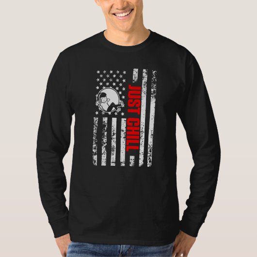 US American Flag Pajamas Patriotic Just Chill Prem Tシャツ (正面)