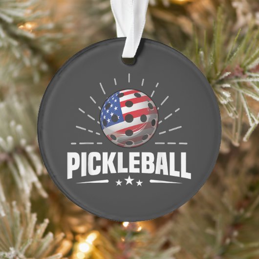 US American Flag Pickleball Player オーナメント (ツリー)