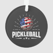 US American Flag Pickleball Player オーナメント (裏面)