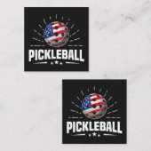 US American Flag Pickleball Player スクエア名刺 (正面/裏面)