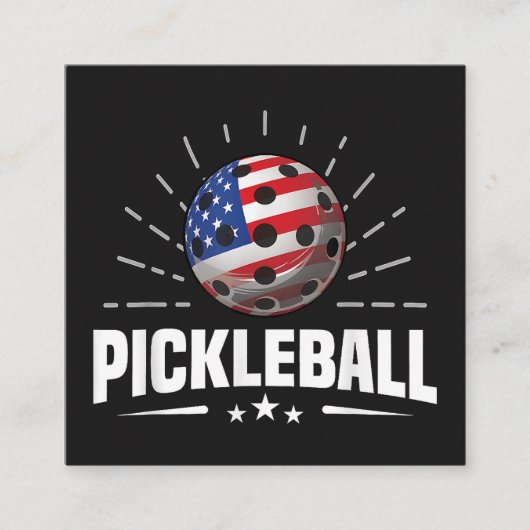 US American Flag Pickleball Player スクエア名刺 (正面)