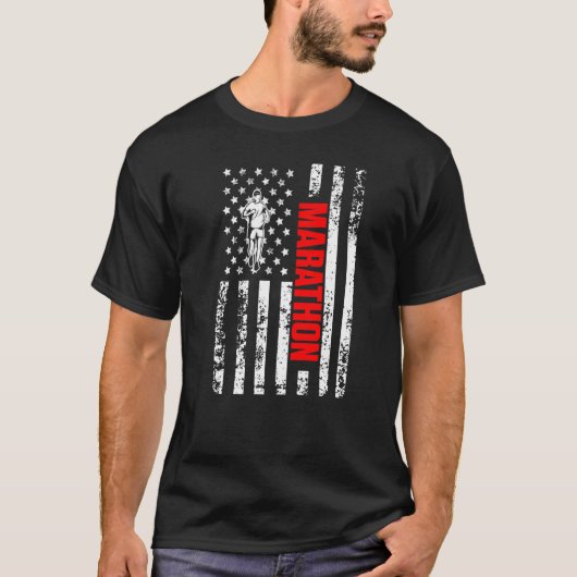 US American Flag Running Sports Patriotic Half Mar Tシャツ (正面)