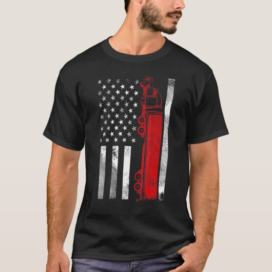 US American Flag Semi Truck Driver 18 Wheeler Truc Tシャツ (正面)