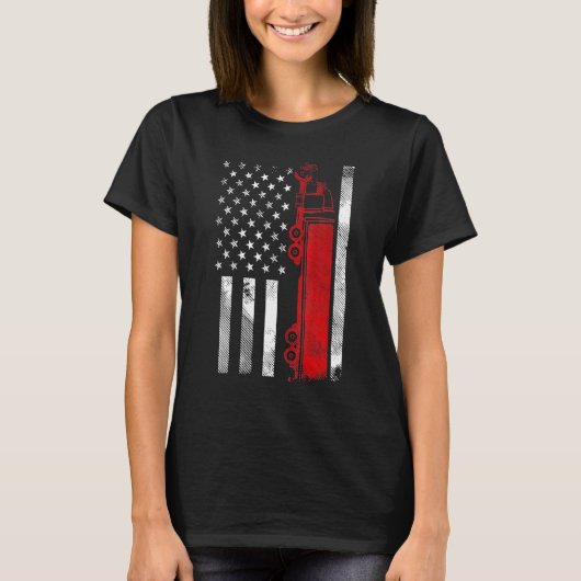 US American Flag Semi Truck Driver 18 Wheeler Truc Tシャツ (正面)