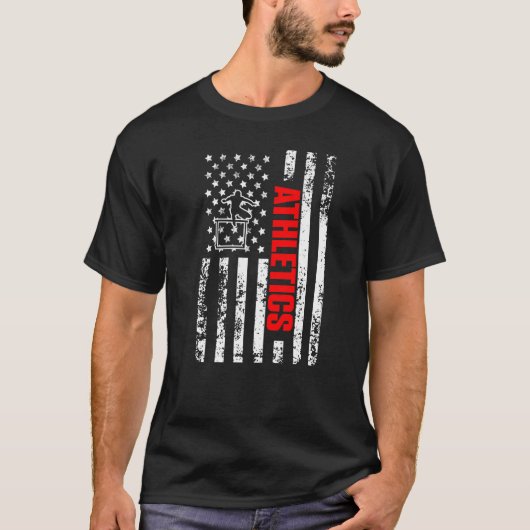 US American Flag Sports Patriotic Athletics Premiu Tシャツ (正面)