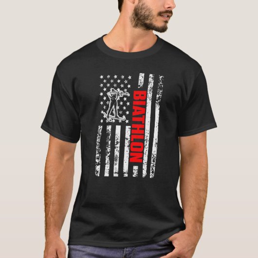 US American Flag Sports Patriotic Biathlon Premium Tシャツ (正面)
