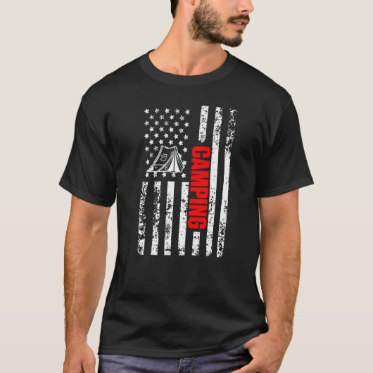 US American Flag Sports Patriotic Camping Premium Tシャツ (正面)