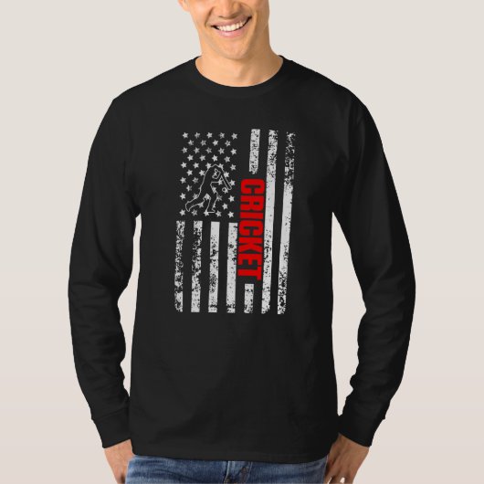 US American Flag Sports Patriotic Cricket Premium Tシャツ (正面)
