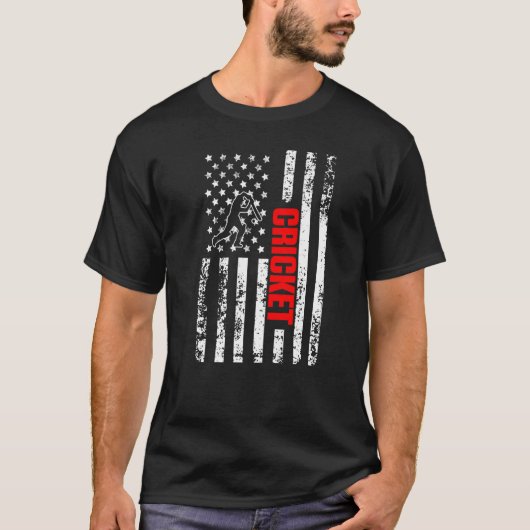 US American Flag Sports Patriotic Cricket Premium Tシャツ (正面)
