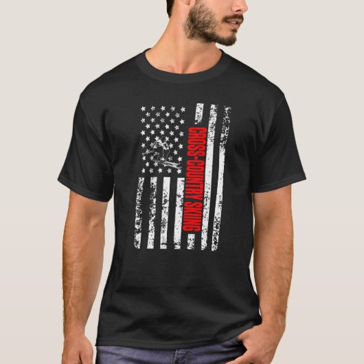 US American Flag Sports Patriotic Cross-Country Sk Tシャツ (正面)