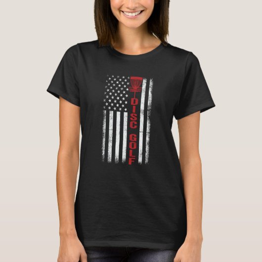 US American Flag Sports Patriotic Disc Golf Tシャツ (正面)