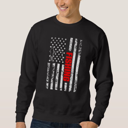 US American Flag Sports Patriotic Fishing Premium スウェットシャツ (正面)