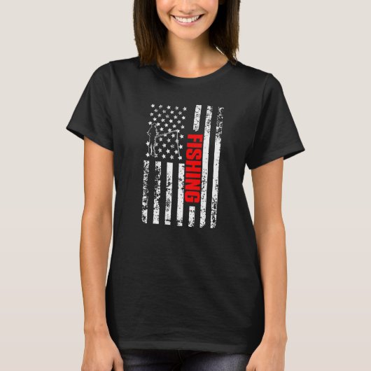 US American Flag Sports Patriotic Fishing Premium Tシャツ (正面)