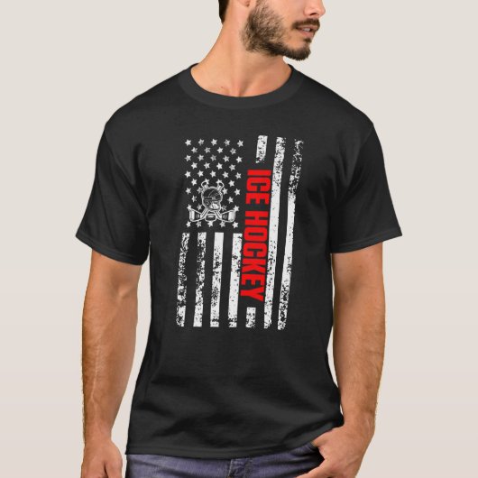 US American Flag Sports Patriotic Ice Hockey Premi Tシャツ (正面)