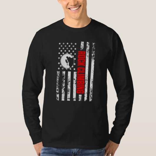US American Flag Sports Patriotic Rock Climbing Pr Tシャツ (正面)