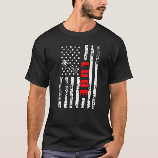 US American Flag Winter Sports Patriotic Luge Prem Tシャツ (正面)
