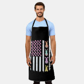 US American Flag with Bunny for Easter Day エプロン (着用した状態)