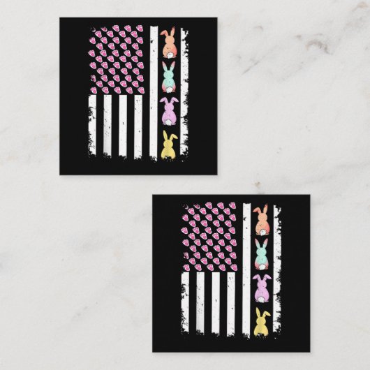 US American Flag with Bunny for Easter Day エンクロージャーカード (正面/裏面)