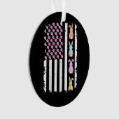 US American Flag with Bunny for Easter Day オーナメント (正面)