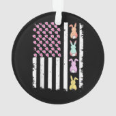 US American Flag with Bunny for Easter Day オーナメント (裏面)
