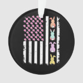 US American Flag with Bunny for Easter Day オーナメント (正面)