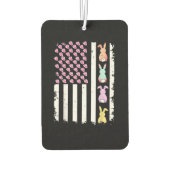 US American Flag with Bunny for Easter Day カーエアーフレッシュナー (裏面)