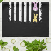 US American Flag with Bunny for Easter Day キッチンタオル (折り畳み)