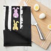 US American Flag with Bunny for Easter Day キッチンタオル (四つ折り)