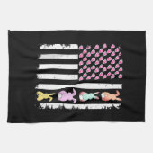 US American Flag with Bunny for Easter Day キッチンタオル (横)