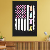 US American Flag with Bunny for Easter Day キャンバスプリント (インサイチュ (リビング))