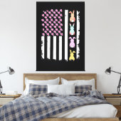 US American Flag with Bunny for Easter Day キャンバスプリント (インサイチュ (寝室))
