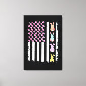 US American Flag with Bunny for Easter Day キャンバスプリント (正面)