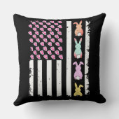 US American Flag with Bunny for Easter Day クッション (裏面)