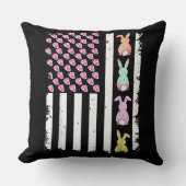 US American Flag with Bunny for Easter Day クッション (正面)
