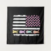 US American Flag with Bunny for Easter Day タペストリー (正面(横))