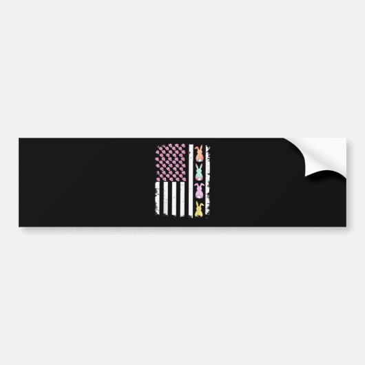 US American Flag with Bunny for Easter Day バンパーステッカー (正面)