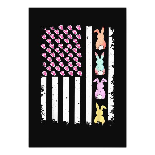 US American Flag with Bunny for Easter Day フォトプリント (正面)