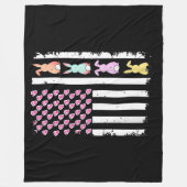 US American Flag with Bunny for Easter Day フリースブランケット (正面)