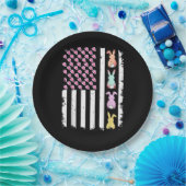 US American Flag with Bunny for Easter Day ペーパープレート (パーティー)