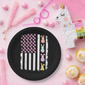 US American Flag with Bunny for Easter Day ペーパープレート (パーティー)