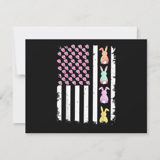US American Flag with Bunny for Easter Day 招待状 (正面)